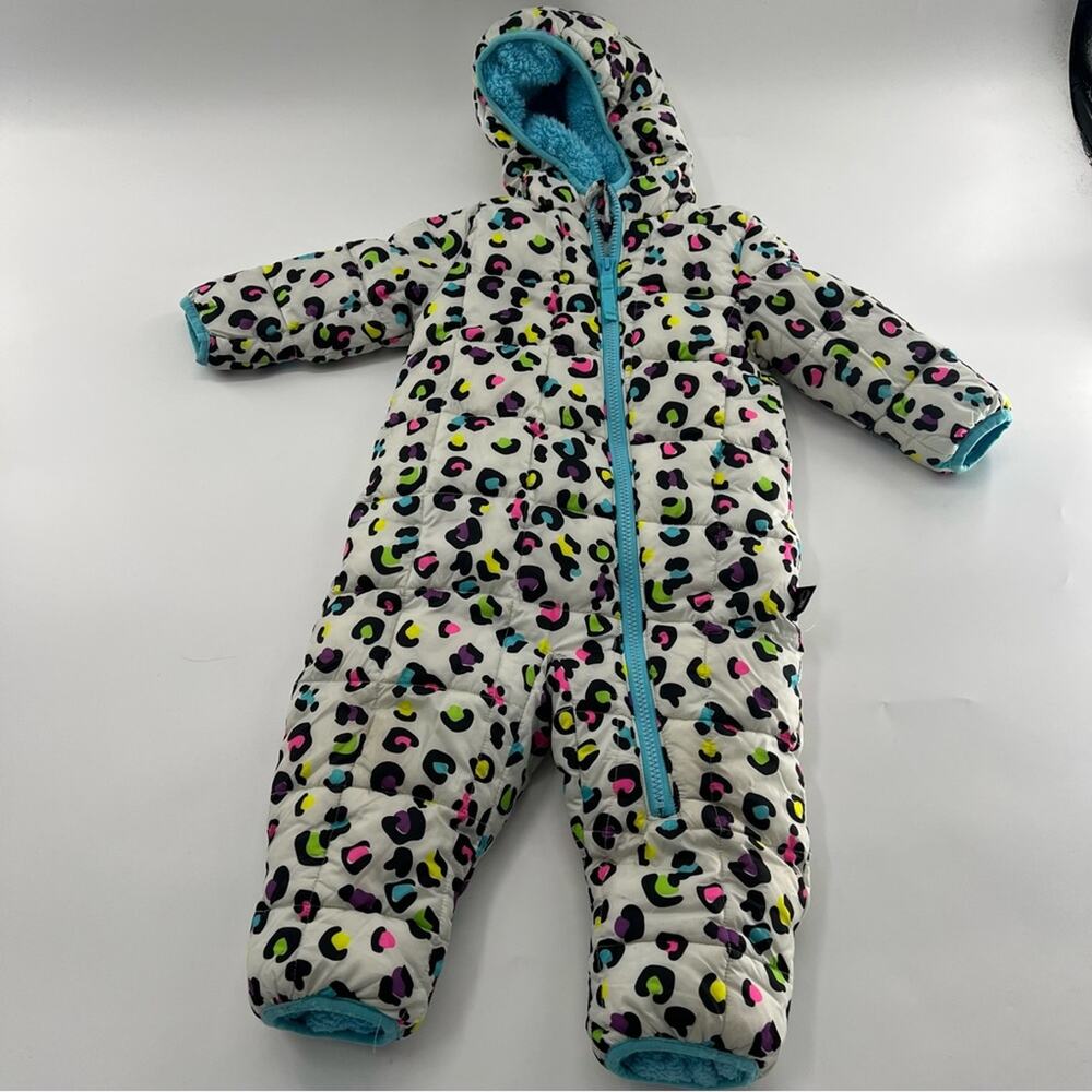 Spyder Baby Girl Cheetah Print Snow Suit One Piece Full Body White Blue